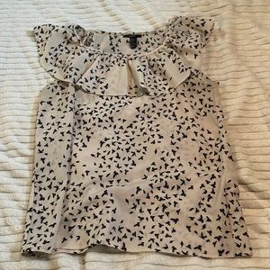 Flowy Tank Top with Bird Pattern